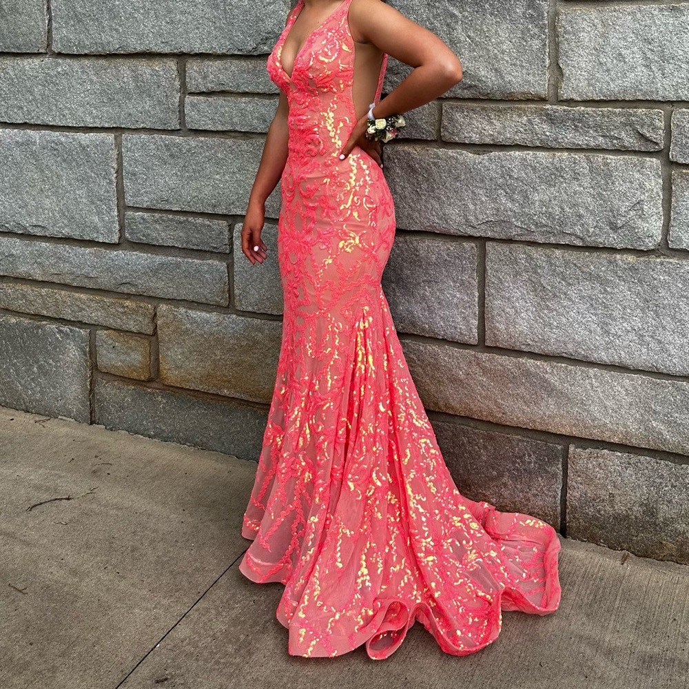 Jovani Coral Backless Dress